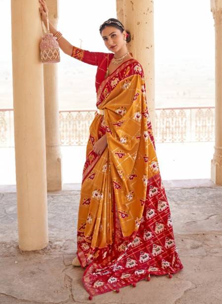 Orange Colour REWAA RIYASAT Festive Wear Smuth Patola Designer Saree Collection R-350I